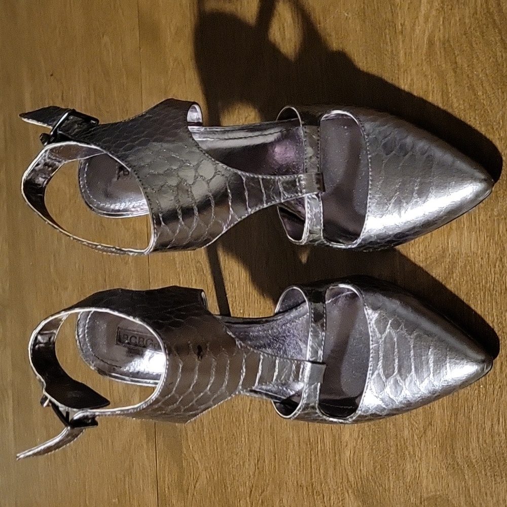 BCBGeneration Metallic Strappy Heels